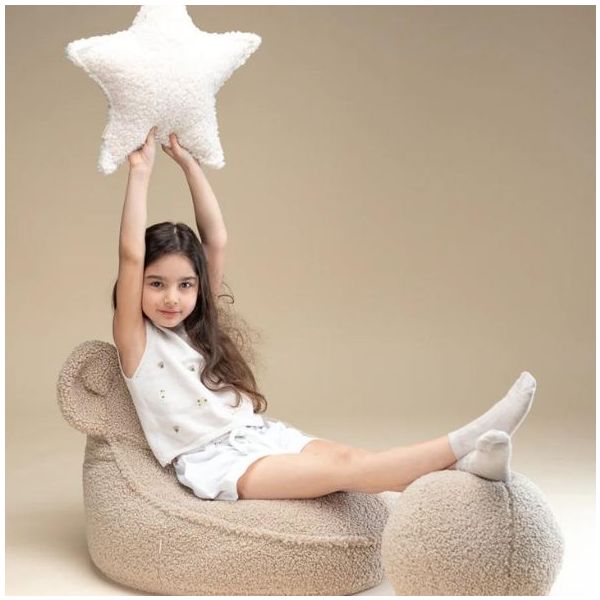 Coussin étoile en bouclette - Crème