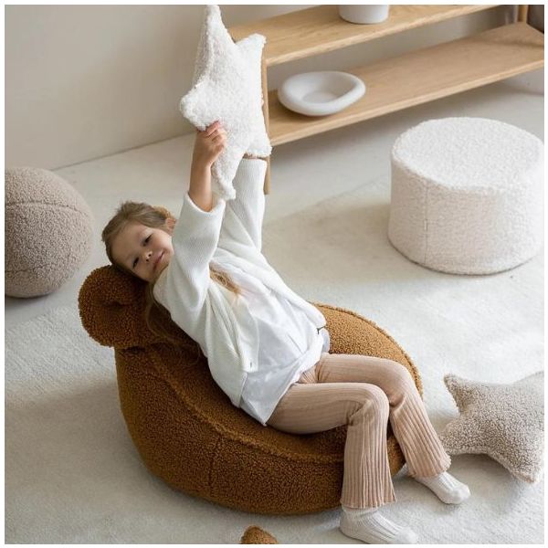 Coussin étoile en bouclette - Crème