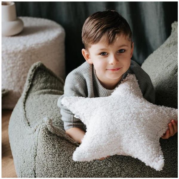 Coussin étoile en bouclette - Crème