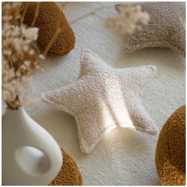 Coussin étoile en bouclette - Crème