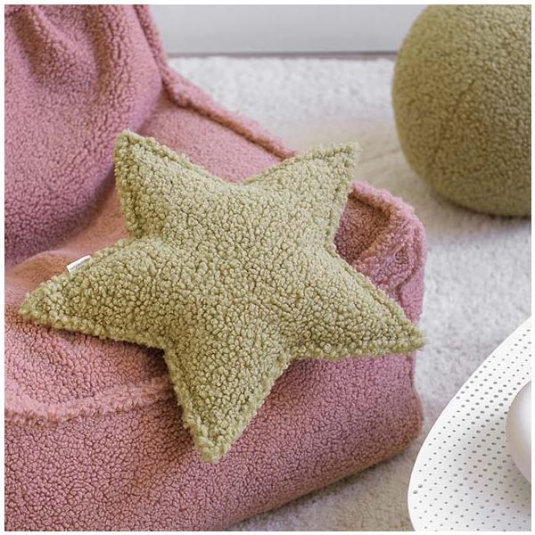 Coussin étoile en bouclette - Matcha