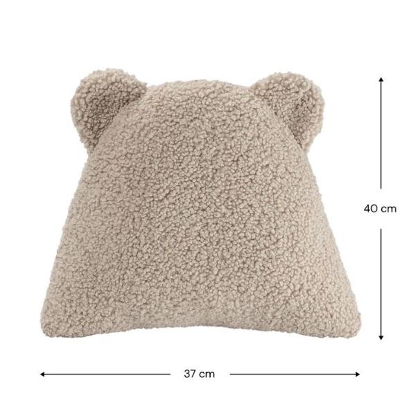 Coussin ours en bouclette - Biscuit