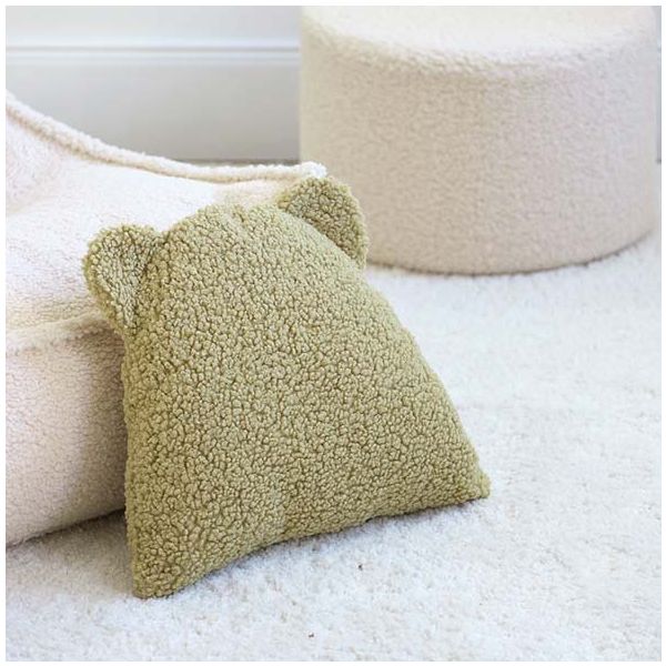 Coussin ours en bouclette - Matcha