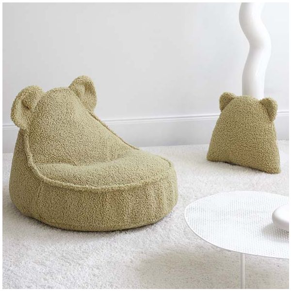 Coussin ours en bouclette - Matcha