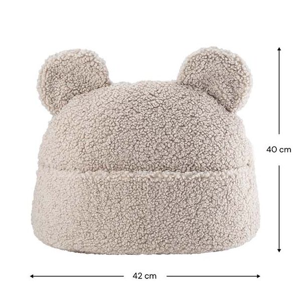 Coussin ours en bouclette avec poche - Biscuit