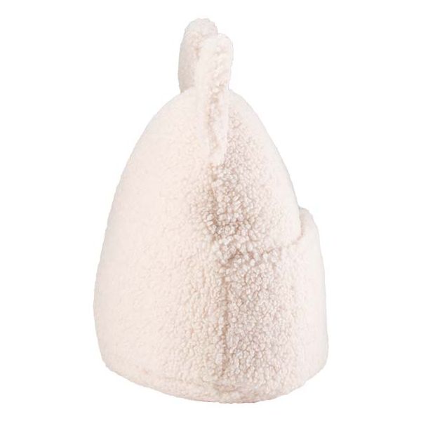 Coussin ours en bouclette avec poche - Crème