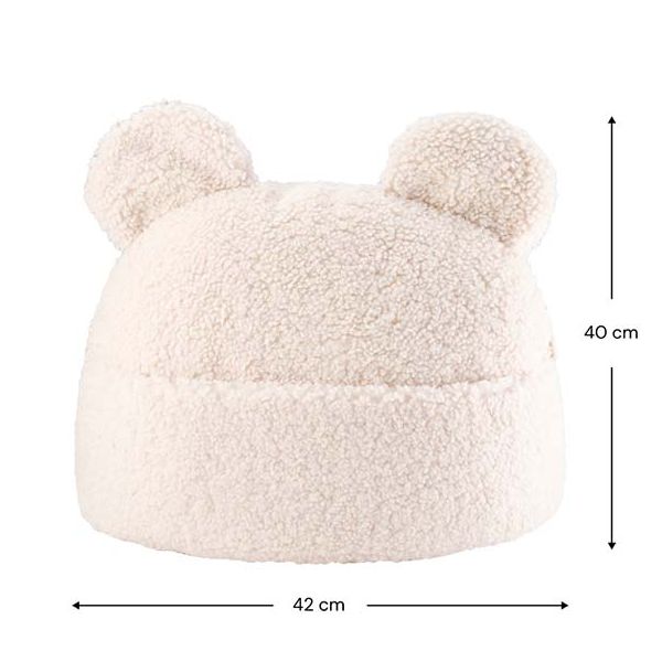 Coussin ours en bouclette avec poche - Crème