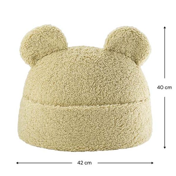 Coussin ours en bouclette avec poche - Matcha