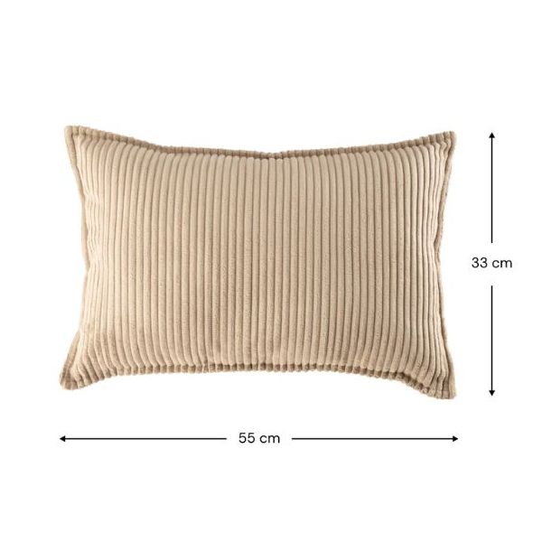 Coussin rectangulaire en velours côtelé - Beige