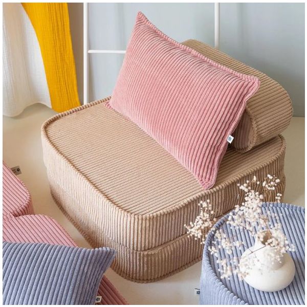 Coussin rectangulaire en velours côtelé - Rose Mousse
