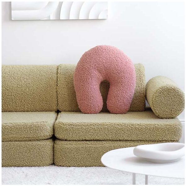 Coussin U en bouclette - Rose Goyave