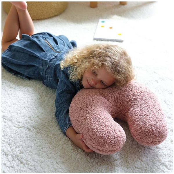 Coussin U en bouclette - Rose Goyave