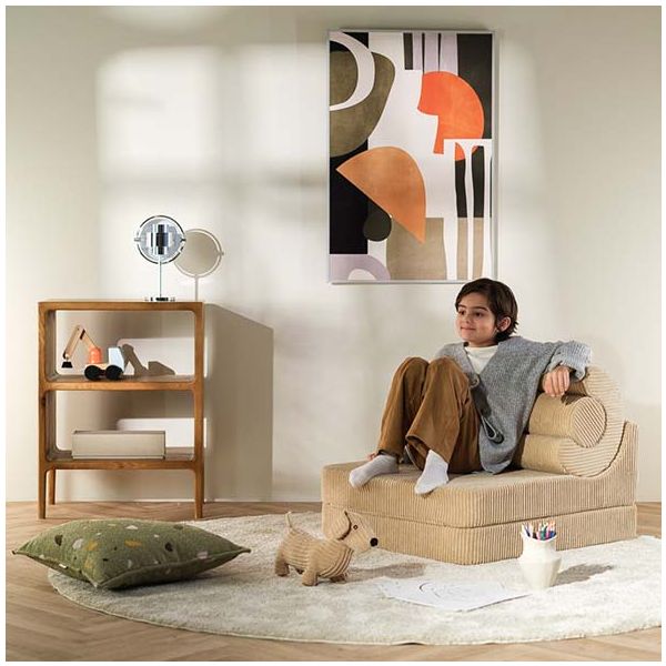 Chauffeuse convertible enfant en velours côtelé Flipster - Beige