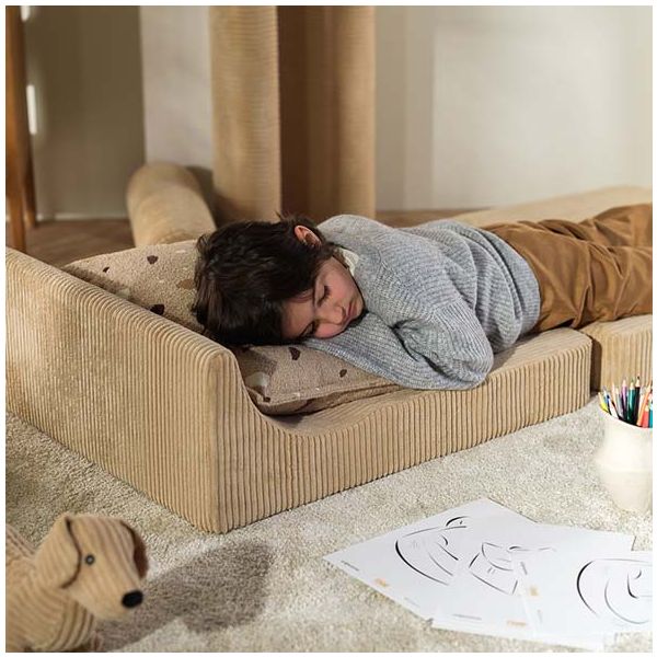 Chauffeuse convertible enfant en velours côtelé Flipster - Beige