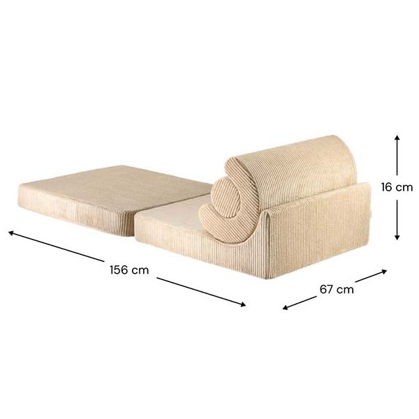 Chauffeuse convertible enfant en velours côtelé Flipster - Beige