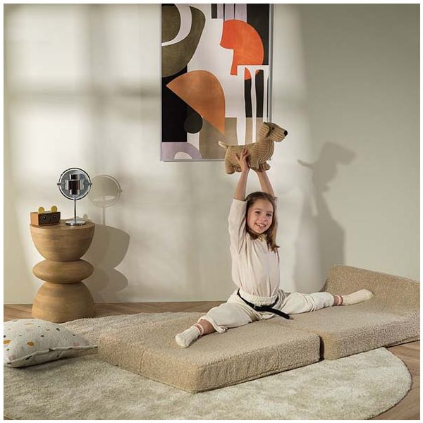 Chauffeuse convertible enfant en bouclette Flipster - Biscuit