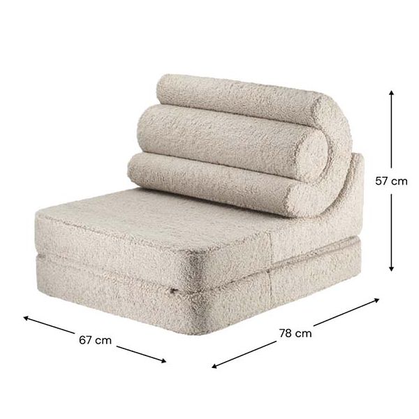 Chauffeuse convertible enfant en bouclette Flipster - Biscuit