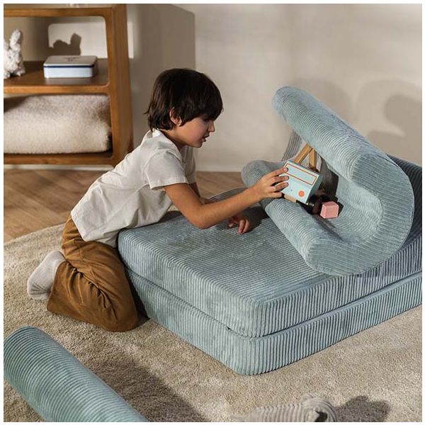 Chauffeuse convertible enfant en velours côtelé Flipster - Menthe