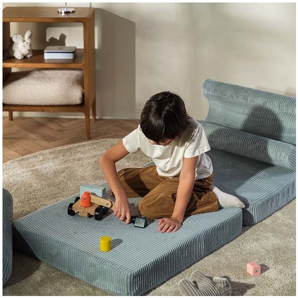 Chauffeuse convertible enfant en velours côtelé Flipster - Menthe