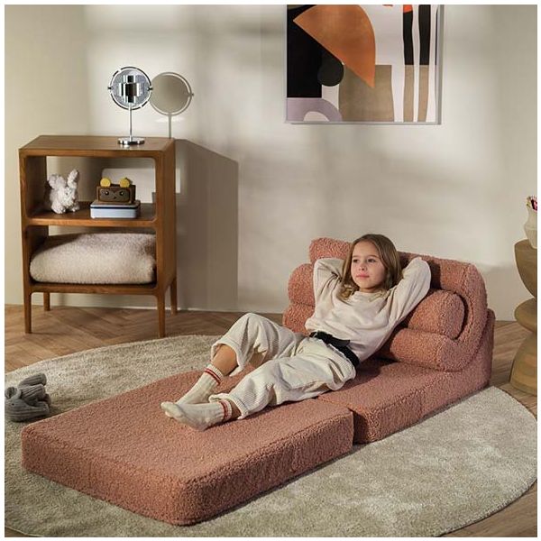 Chauffeuse convertible enfant en bouclette Flipster - Rose Goyave