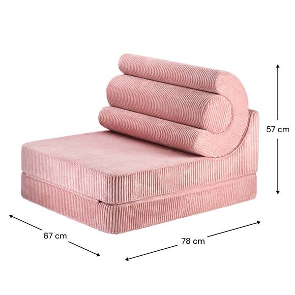 Chauffeuse convertible enfant en velours côtelé Flipster - Rose Mousse