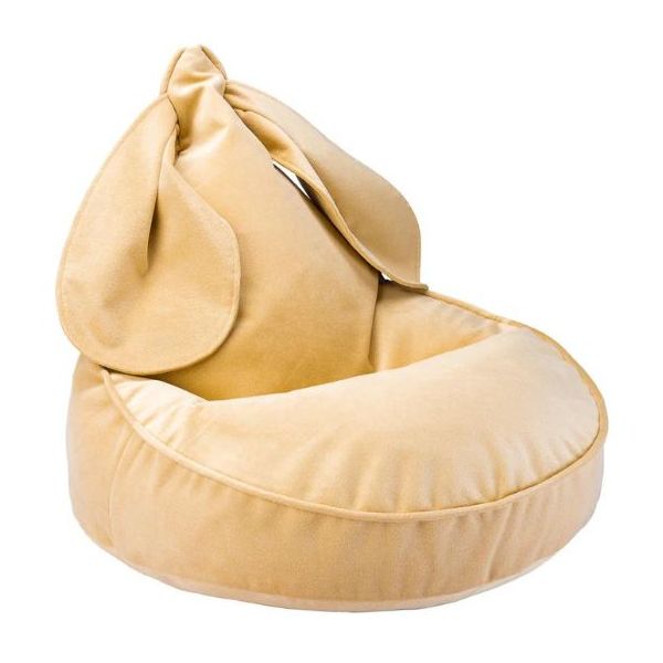 Pouf enfant en velours Lapin - Jaune