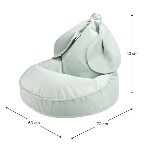 Pouf enfant en velours Lapin - Vert Brume