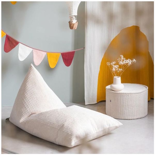 Pouf enfant en velours côtelé Lounger - Marshmallow