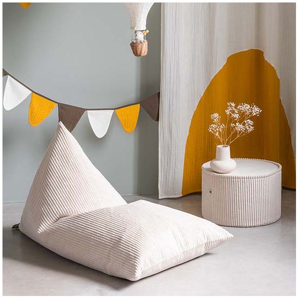 Pouf enfant en velours côtelé Lounger - Marshmallow