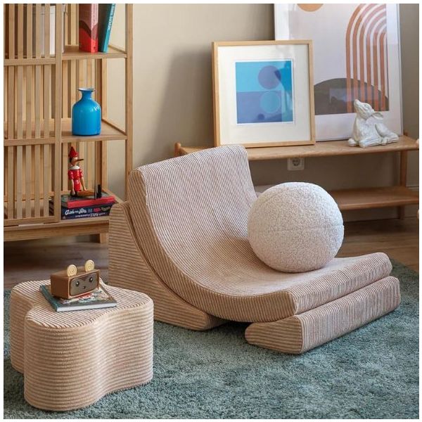 Chaise enfant en velours côtelé Moon - Beige