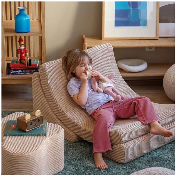 Chaise enfant en velours côtelé Moon - Beige