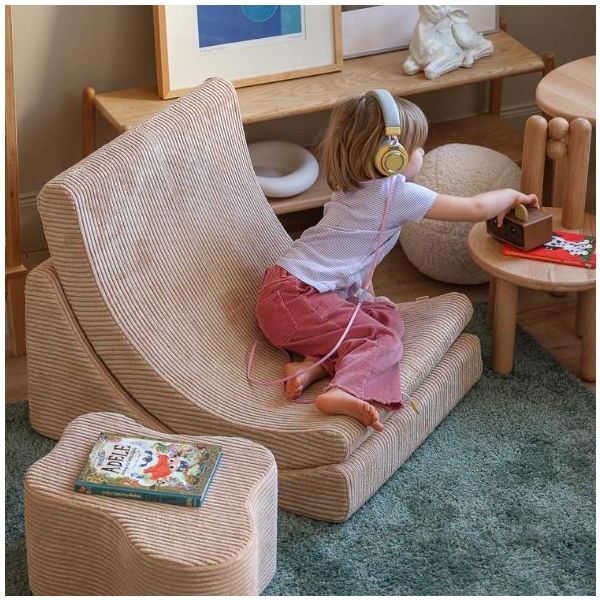 Chaise enfant en velours côtelé Moon - Beige