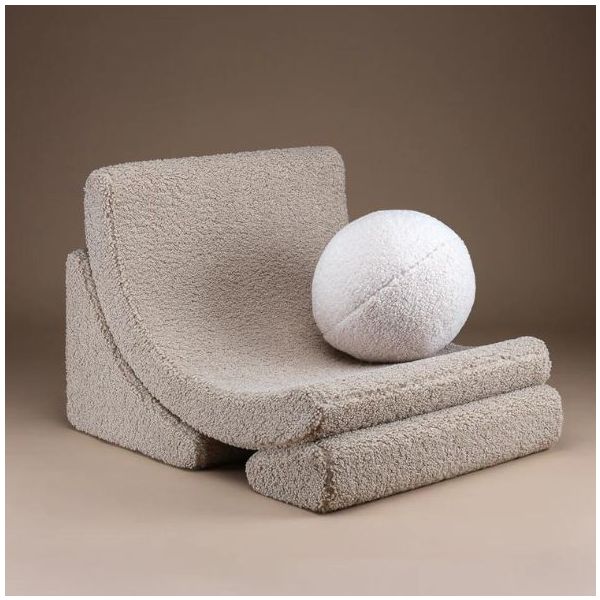 Chaise enfant en bouclette Moon - Biscuit