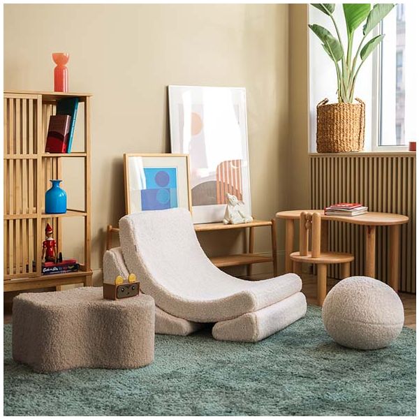 Chaise enfant en bouclette Moon - Crème