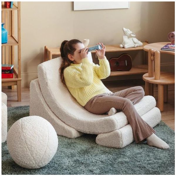 Chaise enfant en bouclette Moon - Crème