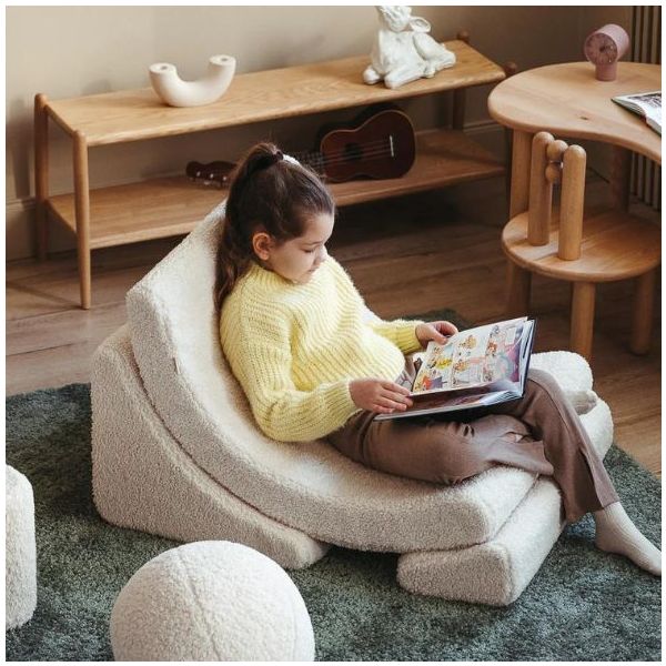 Chaise enfant en bouclette Moon - Crème