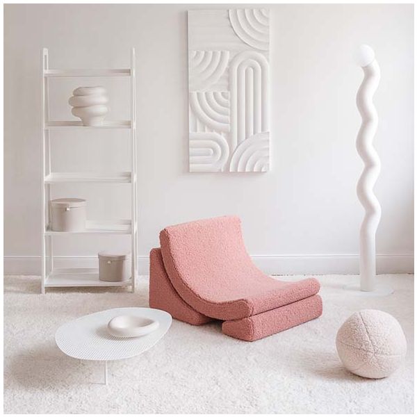 Chaise enfant en bouclette Moon - Rose Goyave