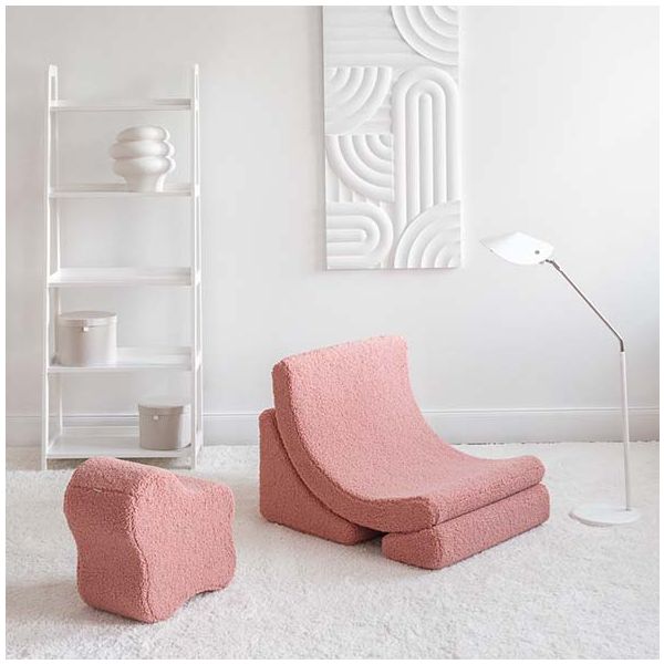 Chaise enfant en bouclette Moon - Rose Goyave