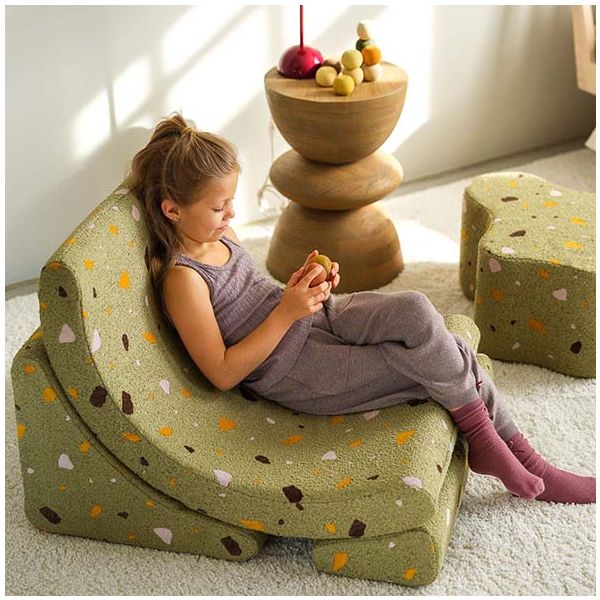 Chaise enfant en bouclette Moon - Terrazzo Moss