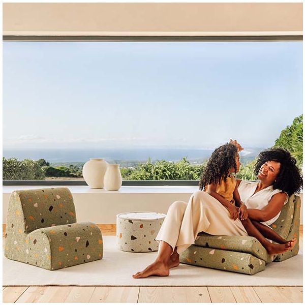 Chaise enfant en bouclette Moon - Terrazzo Moss