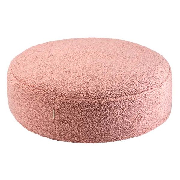 Pouf rond enfant en bouclette Ottoman - Rose Goyave