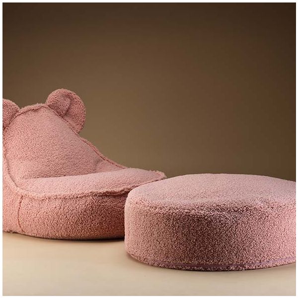 Pouf rond enfant en bouclette Ottoman - Rose Goyave