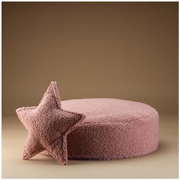 Pouf rond enfant en bouclette Ottoman - Rose Goyave