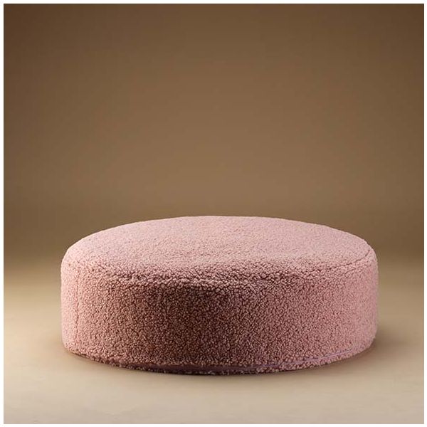 Pouf rond enfant en bouclette Ottoman - Rose Goyave