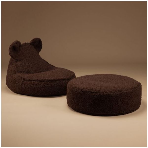 Ottoman Kids Bouclé Round Beanbag - Warm Hazel