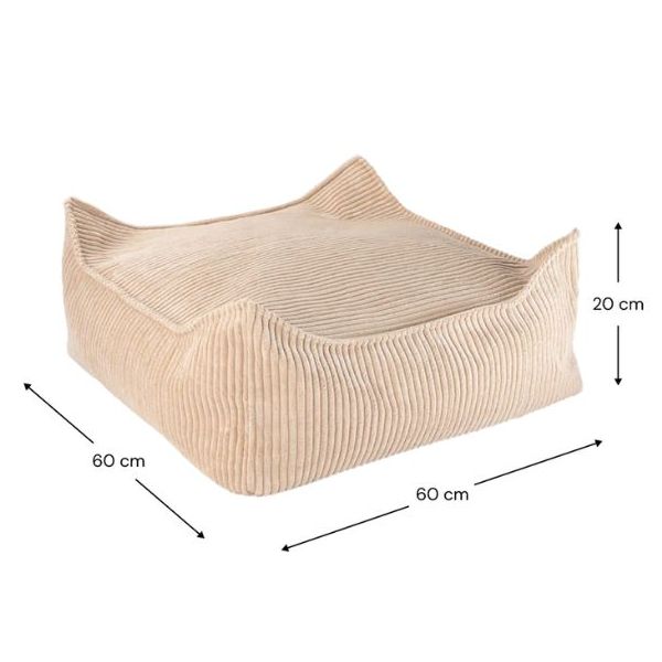 Pouf carré enfant en velours côtelé Ottoman - Beige