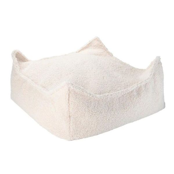 Pouf carré enfant en bouclette Ottoman - Crème
