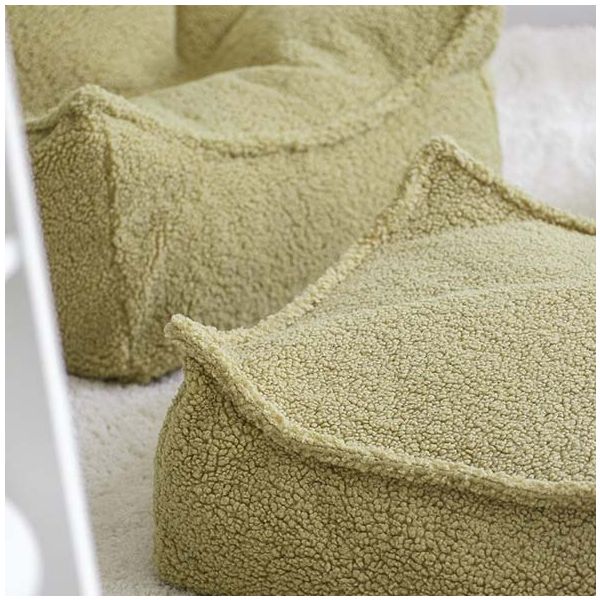 Pouf carré enfant en bouclette Ottoman - Matcha