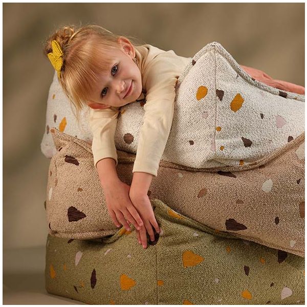 Pouf carré enfant en bouclette Ottoman - Terrazzo Sable