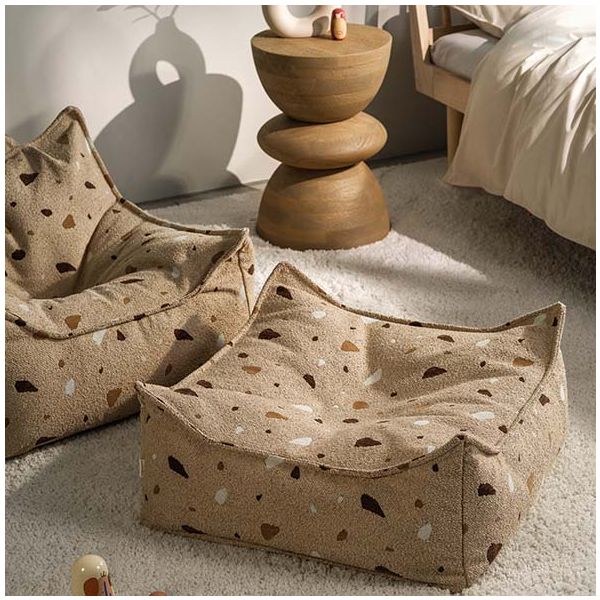 Pouf carré enfant en bouclette Ottoman - Terrazzo Sable